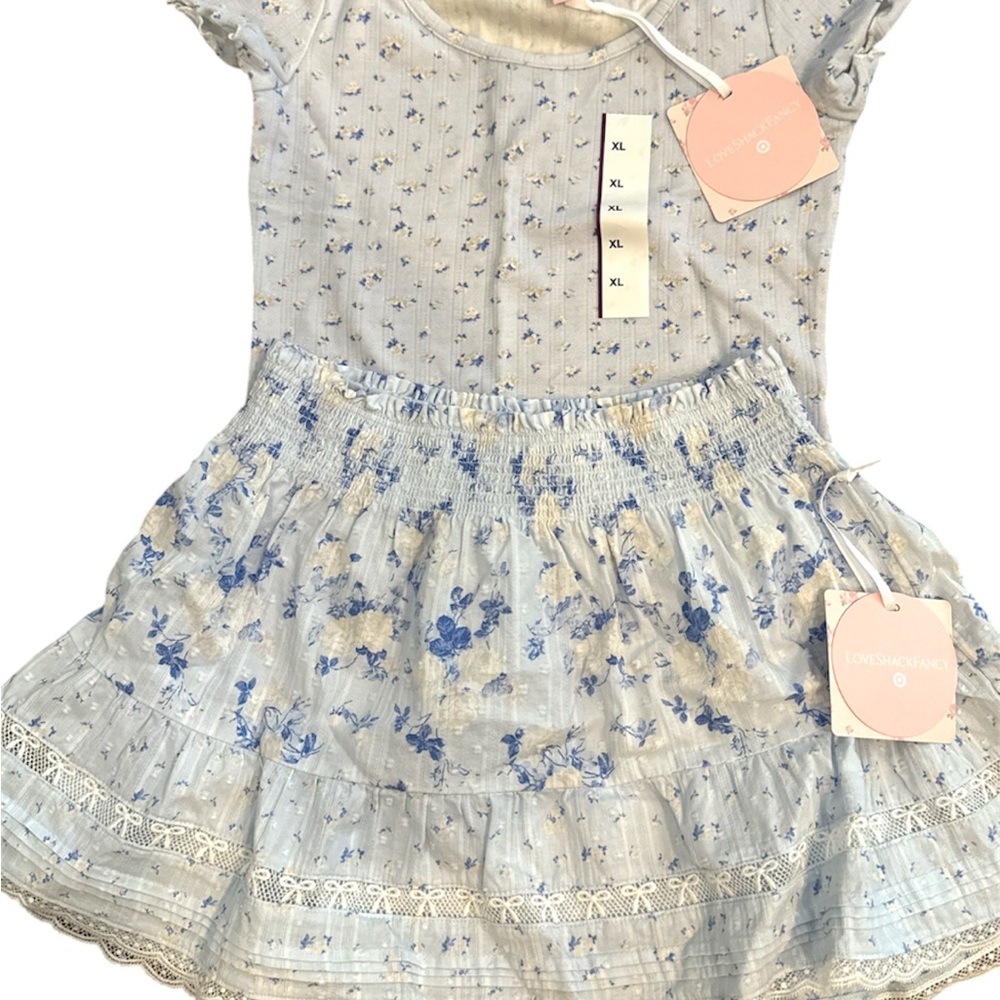 Light Blue Floral girls skirt and matching top by LoveShackFancy x Target